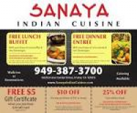 Sanaya Indian Cuisine Menu, Menu for Sanaya Indian Cuisine, Irvine ...