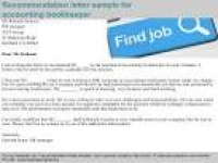 Accounting bookkeeper recommendation letter