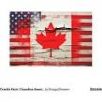 Half USA Half Canada Wood Flag Sign - United States of America ...