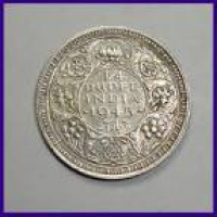British India 1945 Quarter (1/4) Rupee George VI King Silver Coin ...