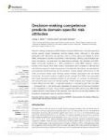PDF) Decision-Making Competence Predicts Domain-Specific Risk ...