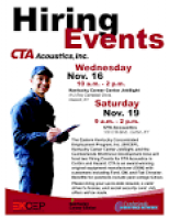 CTA Acoustics to Participate in Hiring Events in Hazard and Corbin ...
