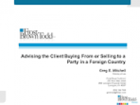 Advising the Client Buying From or Selling to a Party in a Foreign ...
