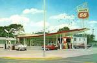 midcentury postcard of a batwing Phillips 66 station in Daytona ...