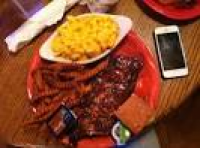 ribs, sweet potato fries and mac and cheese - Picture of Sand ...