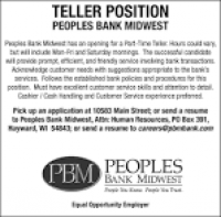 Position, Peoples Bank Midwest - Hayward, Hayward, WI