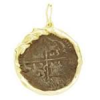 4 Reales Toledo, Spain Treasure Coin Pendant With Three Dolphins 14kt