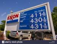ARLINGTON VIRGINIA USA Gasoline price sign at Exxon service ...