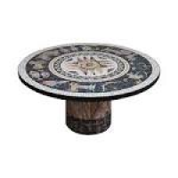 Horoscope Mosaic Stone Tile Pedestal Coffee Table | Chairish