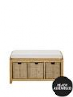 Luxe Collection London Ready Assembled Oak Hallway Storage Bench ...