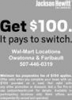 $100 It pays to switch, Jackson Hewitt Tax Service, Owatonna, MN